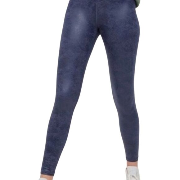 offline by aerie leggings crackle the hugger navy blue faux leather size M - Picture 1 of 6